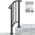 thumbnail image 1 of VEVORbrand Handrail Picket #1 Fits 1 or 2 Steps Stair Rail Height adjustable Wrought Iron Handrail with Installation Kit Hand Rails for Outdoor Steps, Matte Black, 1 of 10