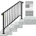 thumbnail image 1 of VEVORbrand Handrail Picket 4 Fits 4 or 5 steps Matte Black Stair Rail Height adjustable Wrought Iron Handrail with Installation Kit Hand Rails for Outdoor Steps, 1 of 9