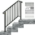 thumbnail image 1 of VEVORbrand Handrail for Stairs Fits 3 or 4 Steps Outdoor Handrail Rail Height adjustable Wrought Iron Handrail, Matte Black, 1 of 10