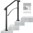 thumbnail image 1 of VEVORbrand Handrails for Outdoor Steps, Fit 2 or 3 Steps Outdoor Stair Railing, Arch#2 Wrought Iron Handrail, Height adjustable Porch Railing, Black Handrails for Concrete Steps or Wooden Stairs, 1 of 10