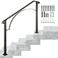 thumbnail image 1 of VEVOR Handrails for Outdoor Steps, Fit 4 or 5 Steps Outdoor Stair Railing, Arch#4 Wrought Iron Handrail, Height adjustable Railing, Black, 1 of 10