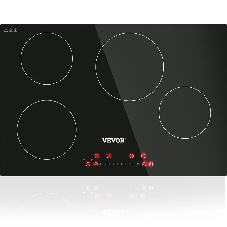 VEVOR Built-in Induction Cooktop, 11 inch 2 Burners, 120V Ceramic Glass  Electric Stove Top with Knob Control, Timer & Child Lock Included, 9 Power  Levels with Boost Function for Simmer Steam Fry 