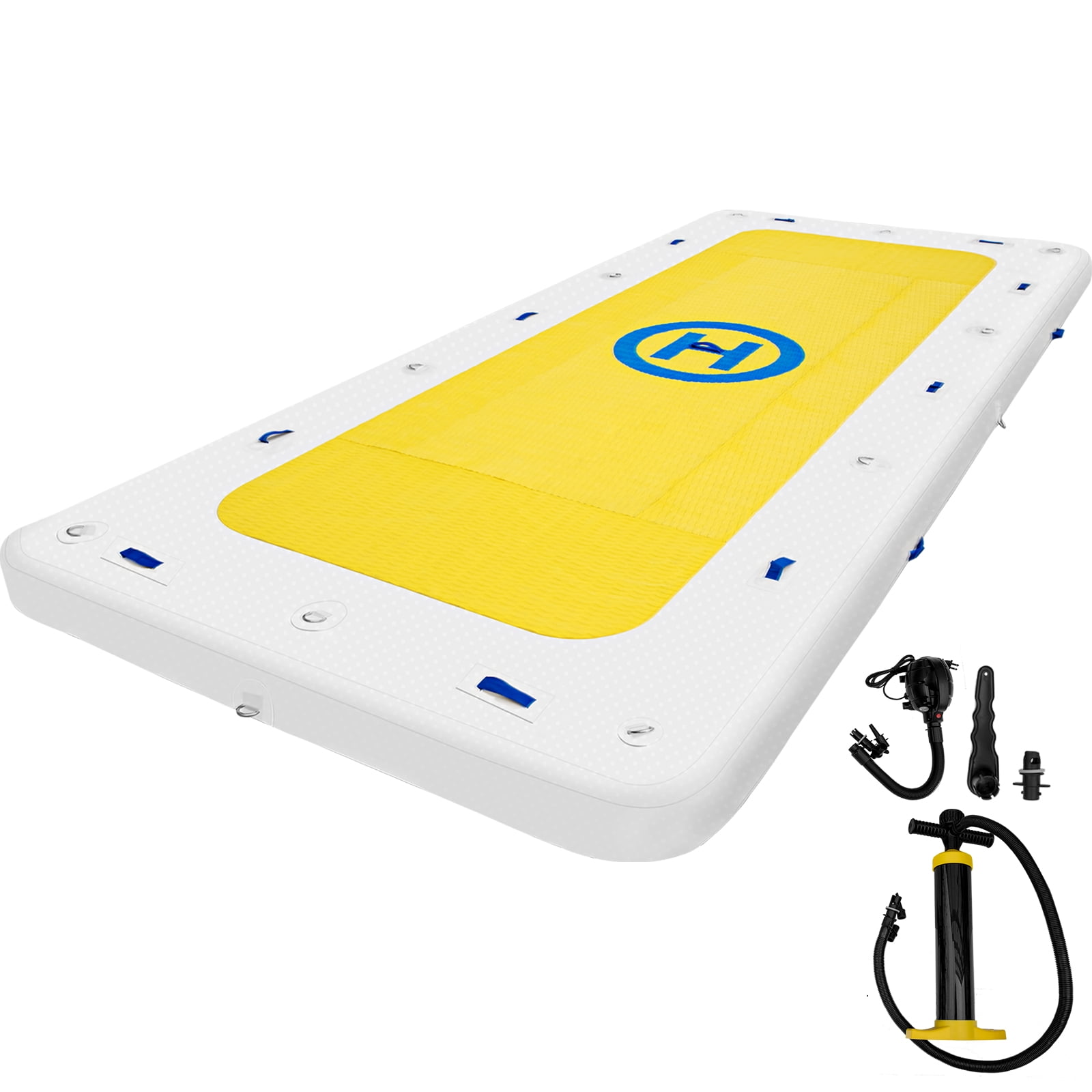 VEVORbrand Inflatable Dock Platform PVC Floating Dock 8 x 8 ft 3-5 Person  with 2 Pumps 