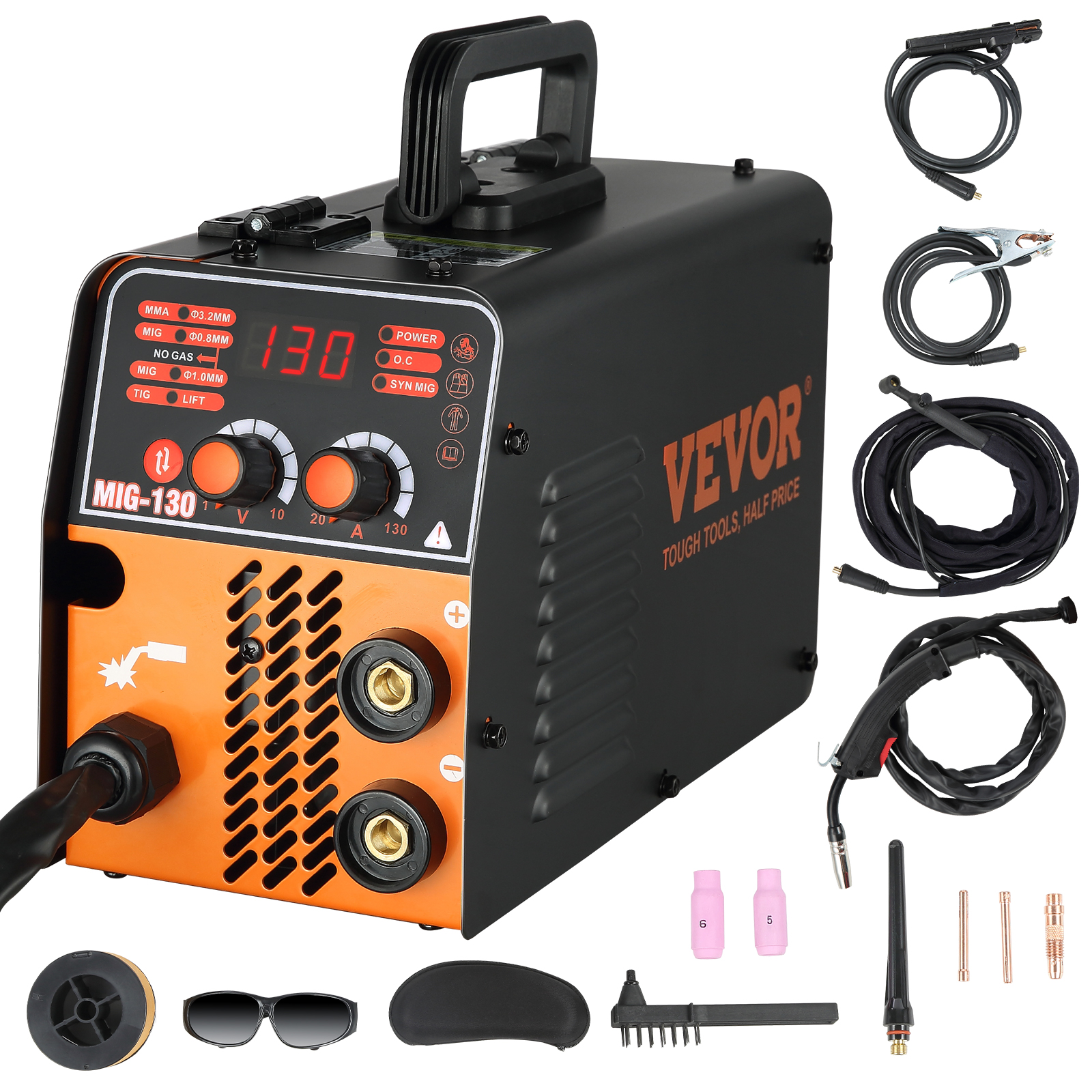 VEVOR MIG Welder 250 Amp MIG TIG Arc Welder 3 in 1 Welder Welding Machine 110V 220V TIG Welder