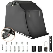 VEVORbrand Motorcycle Scooter Bike Cover Shelter, Waterproof Outdoor Storage Tent, Heavy Duty Shed, 600D Oxford Anti-UV, 133.9"x 53.9" x 76.8" with Lock & 2 Weight Bag, Black