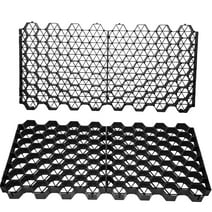 VEVORbrand Permeable Pavers 1.9" Depth Gravel Driveway Grid Flat-interlocked Grass Pavers HDPE Black Plastic Shed Base for Landscaping and Soil Reinforcement (Pack of 4-11 Sf)