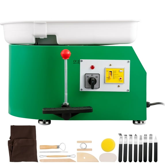 BENTISM Pottery Wheel Machine 11", 0-300rpm Ceramic Wheel, 350w Foot Pedal Shaping Tools 1pc Apron