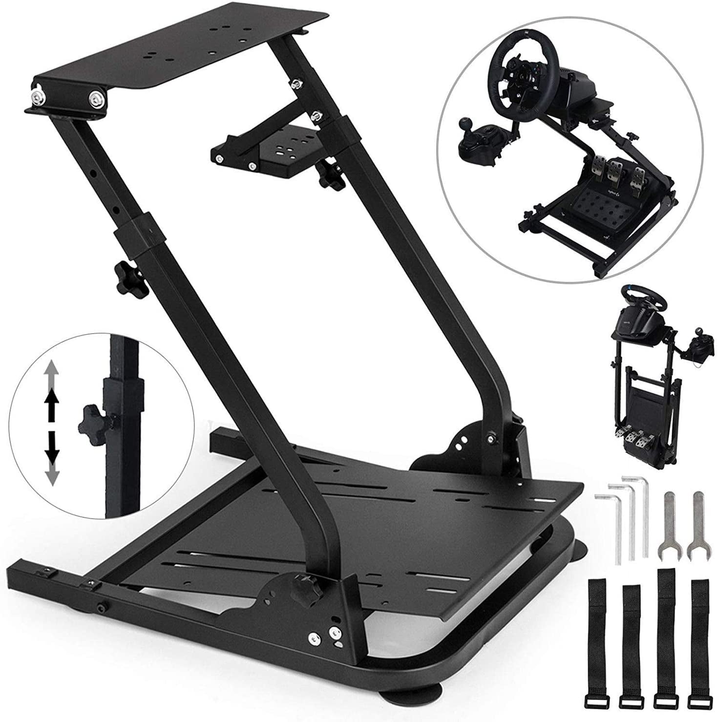 Minneer Upgrade Racing Wheel Stand X-Shape with Seat Fixed Slot Simulation  Driving Cockpit Fit for Logitech G29, G27, G920 Foldable Exclude Wheel and  Pedal 