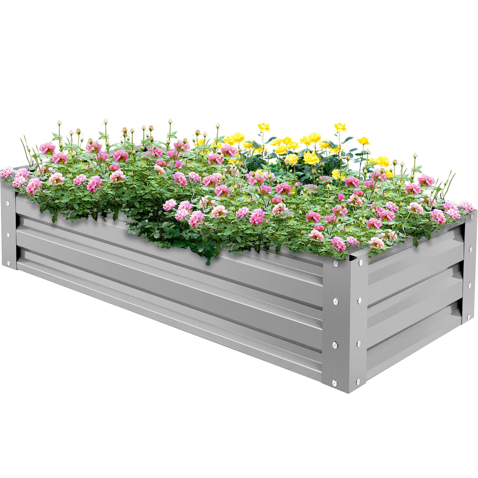 VEVORbrand Raised Metal Garden Bed, 48"x24"x10" Steel Garden Bed Square