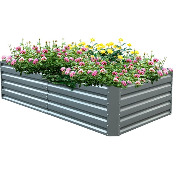 VEVOR Raised Metal Garden Bed, 80"x40"x19" Steel Garden Bed Gray Square Garden Planter Box, Raised Garden Bed Kit Outdoor Compost Garden Bed