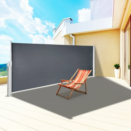 VEVORbrand Retractable Side Awning 118" x 63" - Retractable Patio Screen Waterproof - Retractable Room Divider Black for Privacy, Garden, Outdoor, Patio and Terrace,Aluminum Aloy