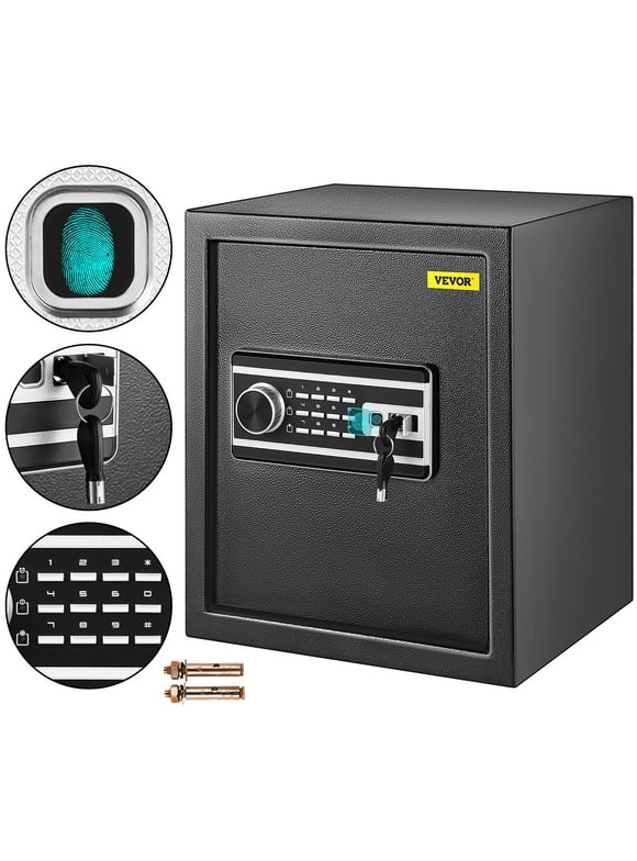VEVORbrand Security Safe 1.7 CU.FT Fingerprint Safe Box for Money W/ 2 Keys & Digital Keypad, Q235 Steel Safe Box for Storing Cash, Jewelry, Pistols, Documents in Home & Office & Hotel