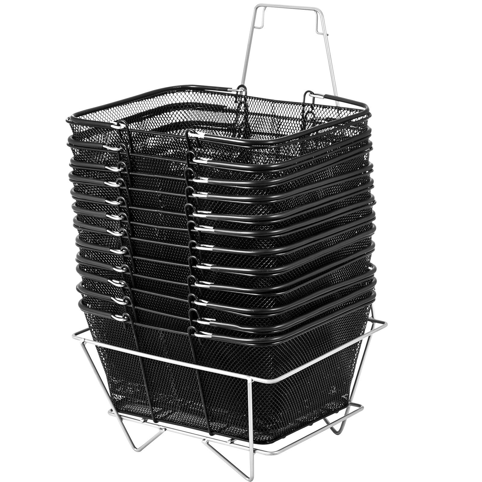 VEVORbrand Shopping Baskets 12pcs, Black Shopping Cart with Handles