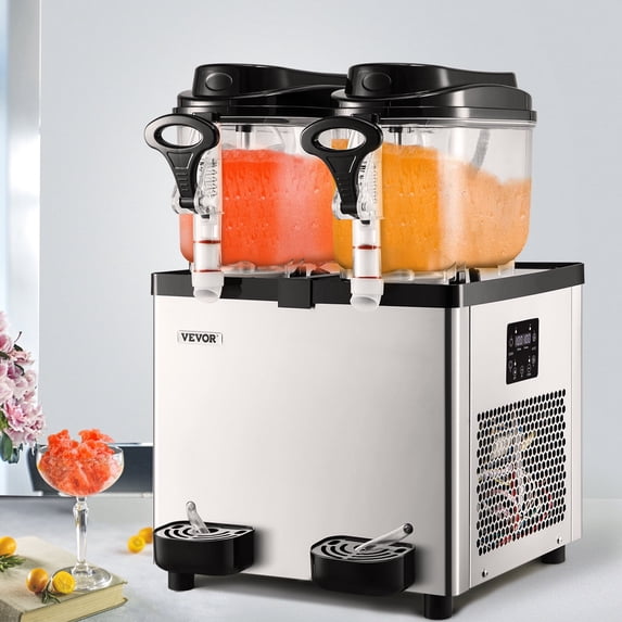 VEVORbrand Slushy Machine, 2x6 L Daiquiri Machine , Stainless Steel Frozen Drink Slush Machine, Slushie Machine ,White