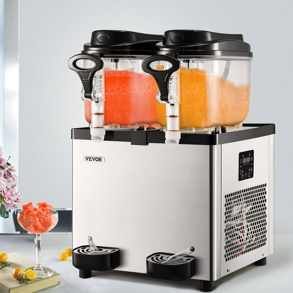VEVORbrand Slushy Machine, 2x6 L Daiquiri Machine , Stainless Steel Frozen Drink Slush Machine, Slushie Machine ,White