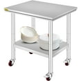 thumbnail image 1 of VEVORbrand Stainless Steel Work Table with Wheels 24 x 30 x 32 inch Prep Table with casters Heavy Duty Work Table for Commercial Kitchen Restaurant Business, 1 of 10