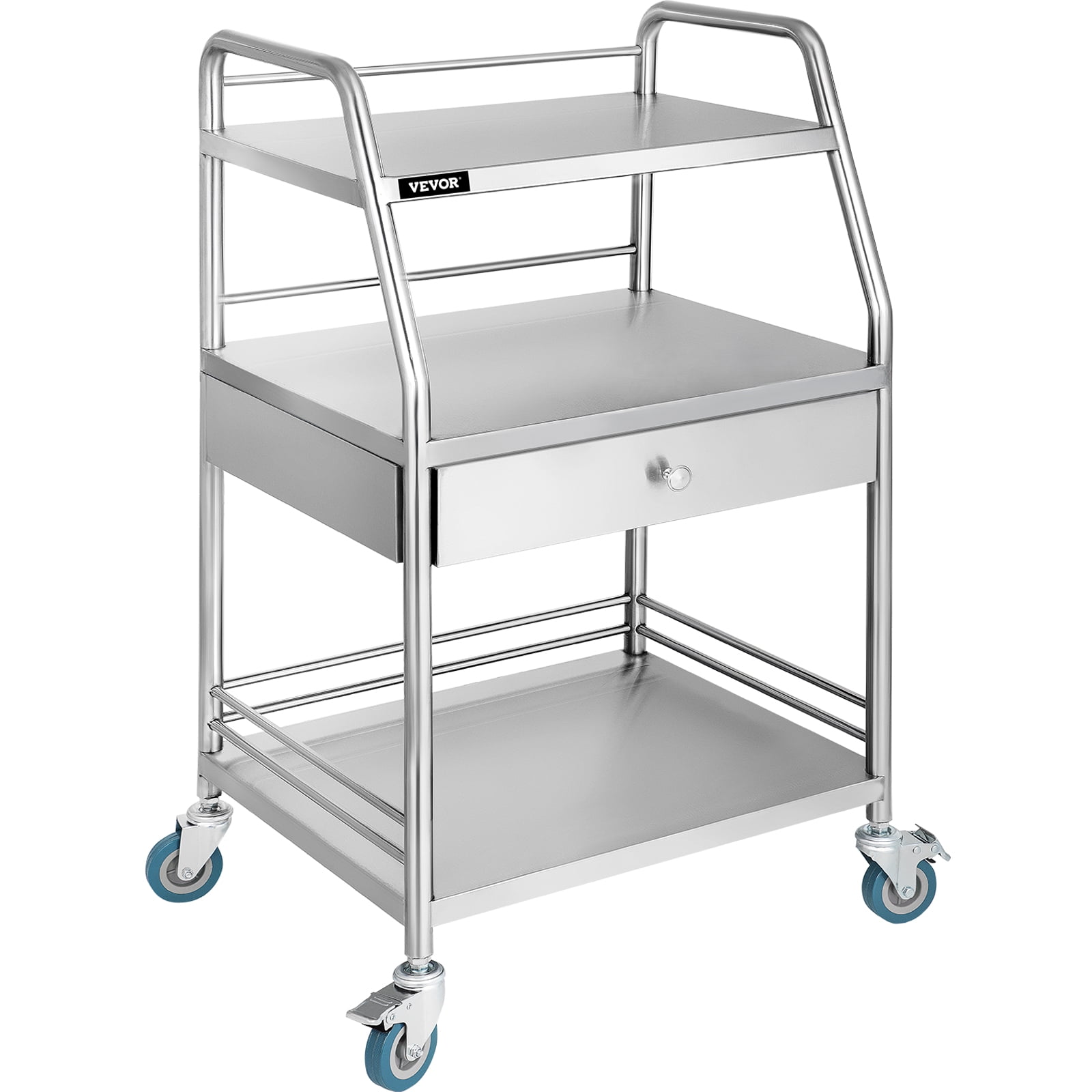 Small - 30 Legth x 16 Width Stainless Steel Dining Cart - 3 Shelf Heavy  Duty Utility Cart