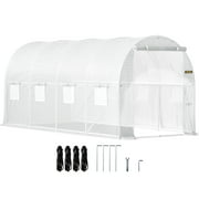 VEVOR Walk-in Tunnel Greenhouse 15 x 7 x 7 ft Portable Plant Hot House Galvanized Steel Frame 140G PE Waterproof Cover Greenhouse Kit