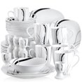 thumbnail image 1 of VEWEET 40-Piece Porcelain Dinner Set, White Black Lines Dinner Set, Service for 12, 1 of 8