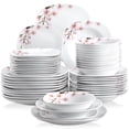 thumbnail image 1 of VEWEET, 48-Piece Porcelain Dinnerware Set, Ivory White Dinner Set, Service for 12, 1 of 8