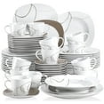 thumbnail image 1 of VEWEET, 60-Piece Porcelain Dinnerware Set, Ivory White Dinner Set, Service for 12, 1 of 8