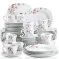 thumbnail image 1 of VEWEET 60 pieces Porcelain Dinnerware Set, Ivory White Dinner Set, Service for 12, 1 of 8