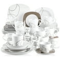 thumbnail image 1 of VEWEET Dinnerware Sets, Porcelain Dinner Set for 6, 50-Piece Ivory White, Series Nikita, 1 of 7
