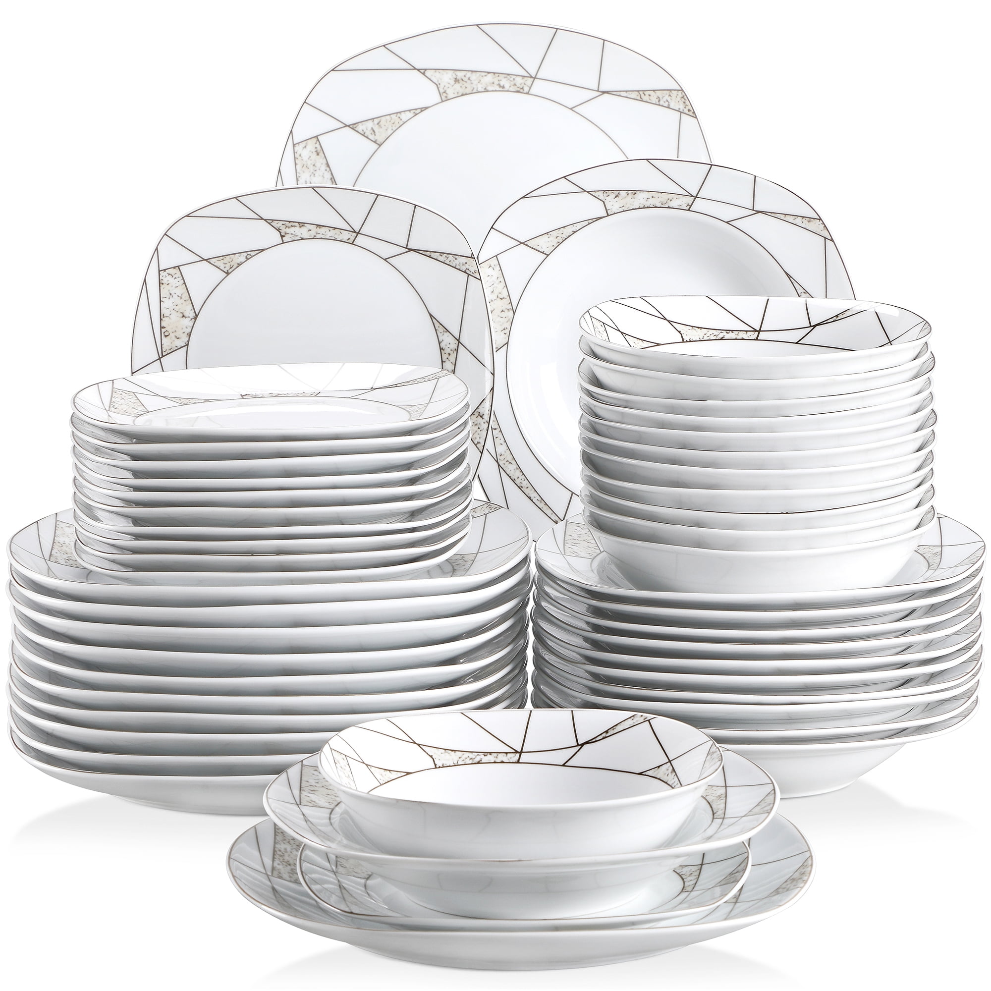 MALACASA Series Isabel, 16-Piece Dinnerware Set Porcelain Bowl