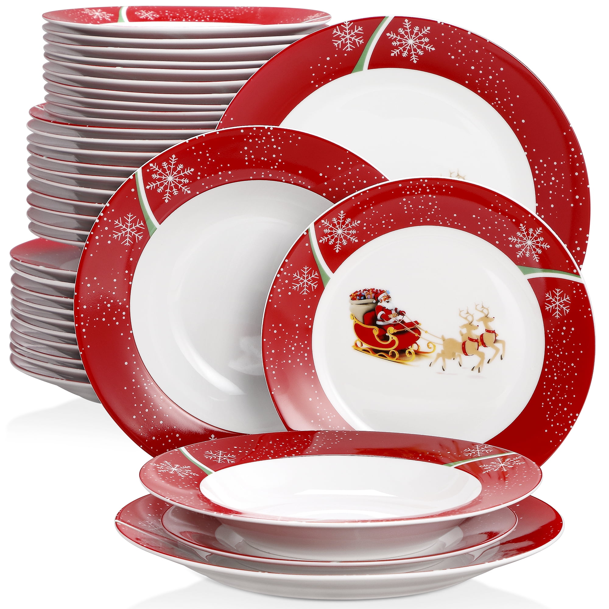 VEWEET, Series CHRISTMASDEER, 36-Piece Porcelain Dinnerware Sets ...