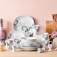 thumbnail image 1 of VEWEET Zoey Porcelain Dinnerware Set，20-Piece Kitchen Crokery Dinner Plates Set Black Decals, 1 of 7