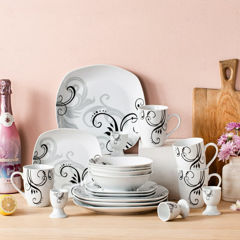 VEWEET Zoey Modern Dining Dish Set, 20-Piece Porcelain Dinnerware
