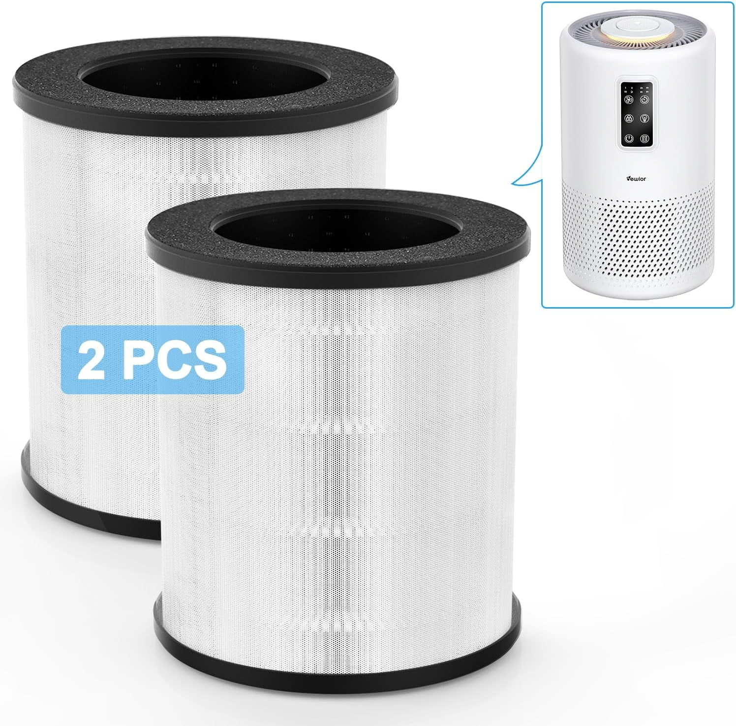 Compact White HEPA Air Purifier with Replacement Filters