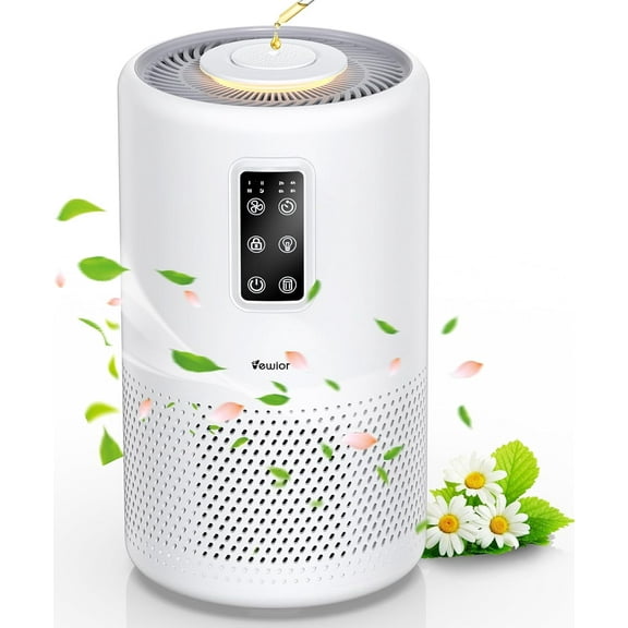 VEWIOR H13 True HEPA Air Purifier for Home Large Room Up to 1400ft with Scented Sponge Sleep Mode Timer for Wildfire Smoke Pet Dust Pollen Odors