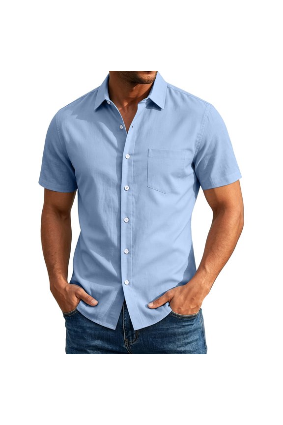 Polo Shirts for Men Short Sleeve Collared Button Down Blouses Casual Business Tops