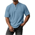 thumbnail image 1 of VEXRO Waffle Henley Tee Tops for Men Classic Fit Short Sleeve Knit Button Shirts for Casual & Daily, 1 of 7