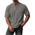 thumbnail image 1 of VEXRO Waffle Henley Tee Tops for Men Classic Fit Short Sleeve Knit Button Shirts for Casual & Daily, 1 of 7