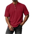thumbnail image 1 of VEXRO Waffle Henley Tee Tops for Men Classic Fit Short Sleeve Knit Button Shirts for Casual & Daily, 1 of 7