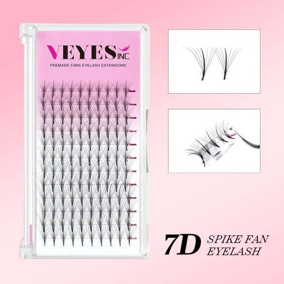VEYELASH 7D Spike Fan Lashes – 0.07mm Thickness, C Curl, Mixed Lengths (9–16mm) – Premade Volume Fans for Dramatic Lash Looks