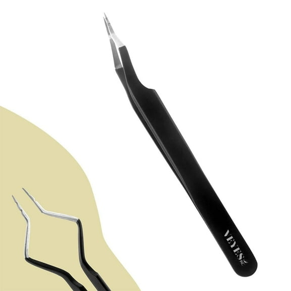VEYELASH Noir V01 Isolation Tweezer – Precision Straight Stainless Steel Tweezer for Lash Extension Application
