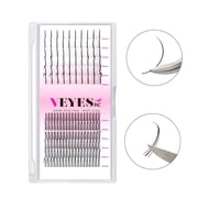 VEYES Eyelash Extensions D Curl Fluffy Spike Lashes Premade Volume Fans 12 18mm Mix Wispy, Wet Look