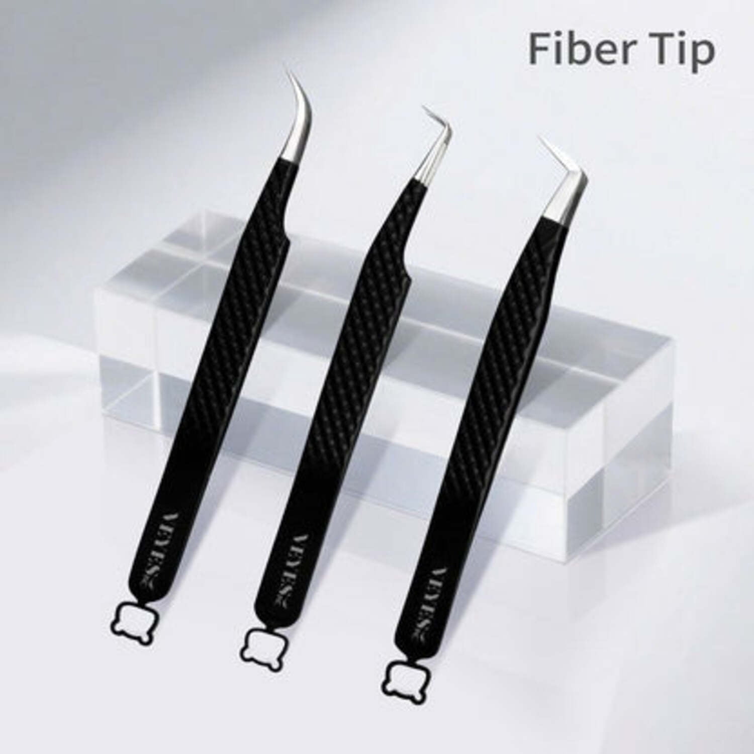 VEYES INC Noir Fiber Lash Tweezer Kit – Black Stainless Steel Tweezers for Precision Lash Application