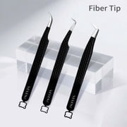 VEYES INC Noir Fiber Lash Tweezer Kit   Black Stainless Steel Tweezers for Precision Lash Application