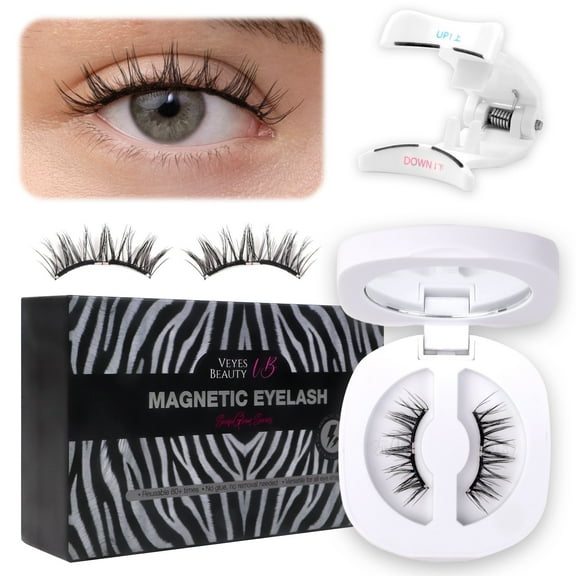 VEYESBEAUTY NomSpirit Magnetic Lashes Natural Looking Black Eyelashes Reusable 300  Times With Applicator Glue-Free Beginner-Friendly
