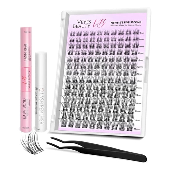 VEYESBEAUTY Aliva Feather Wispy Lash Clusters Extensions Individual Eyelash Kit– Soft Wing, Invisible Band, Lightweight & Reusable, 140 Clusters (8-18mm)