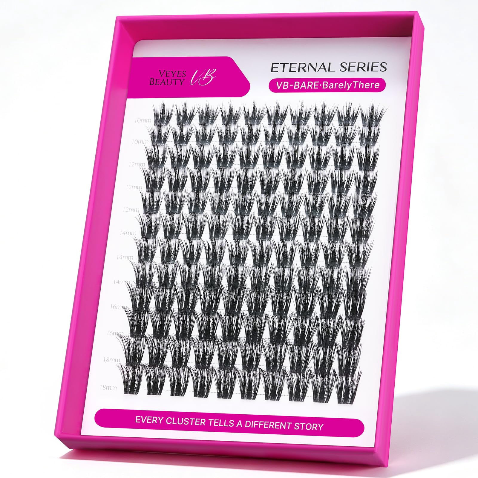 VEYESBEAUTY Bare N°6 Lash Clusters 120pcs – Naturally Refined Individual Lashes with Ultra-Thin Invisible Band, Soft Definition & Reusable Lash Tray