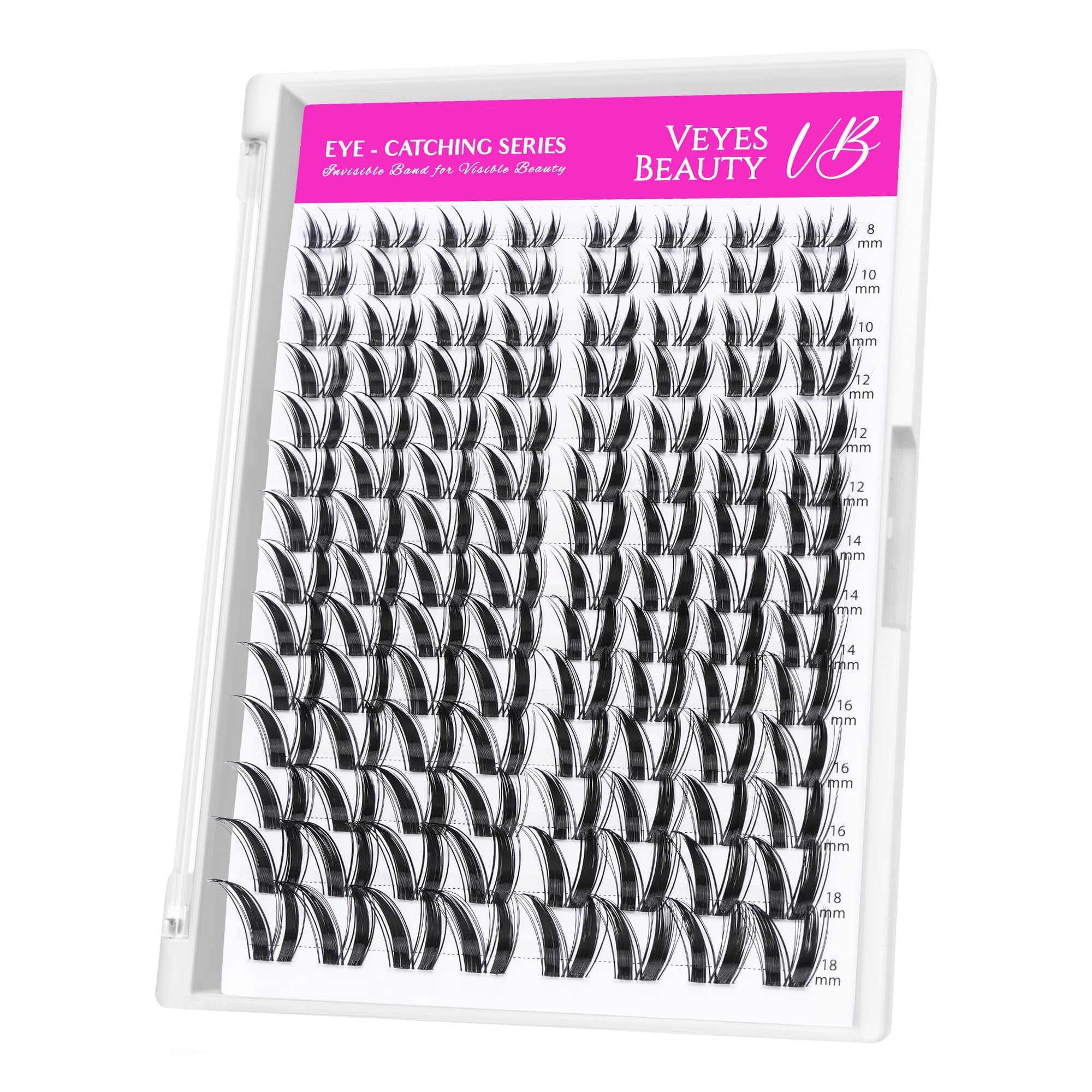 VEYESBEAUTY Bunny Lash Clusters, Fluffy Lashes with Invisible Band, Individual Eyelashes Lightweight & Reusable, 112 Clusters Tray