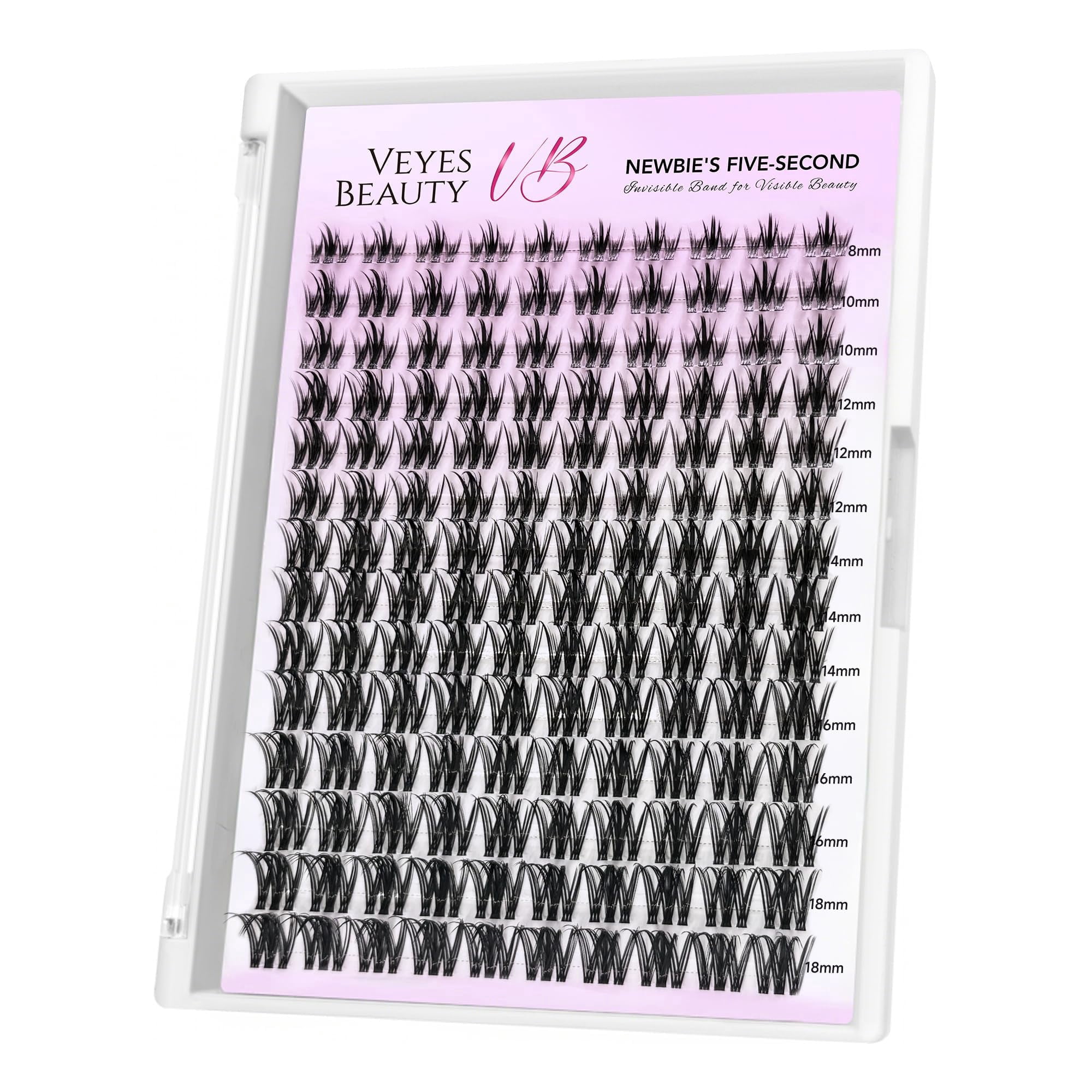 VEYESBEAUTY Camellia Lash Clusters 140pcs, Soft Fluffy Individual Lashes with Invisible Band, Reusable up to 7 Days Lash Tray