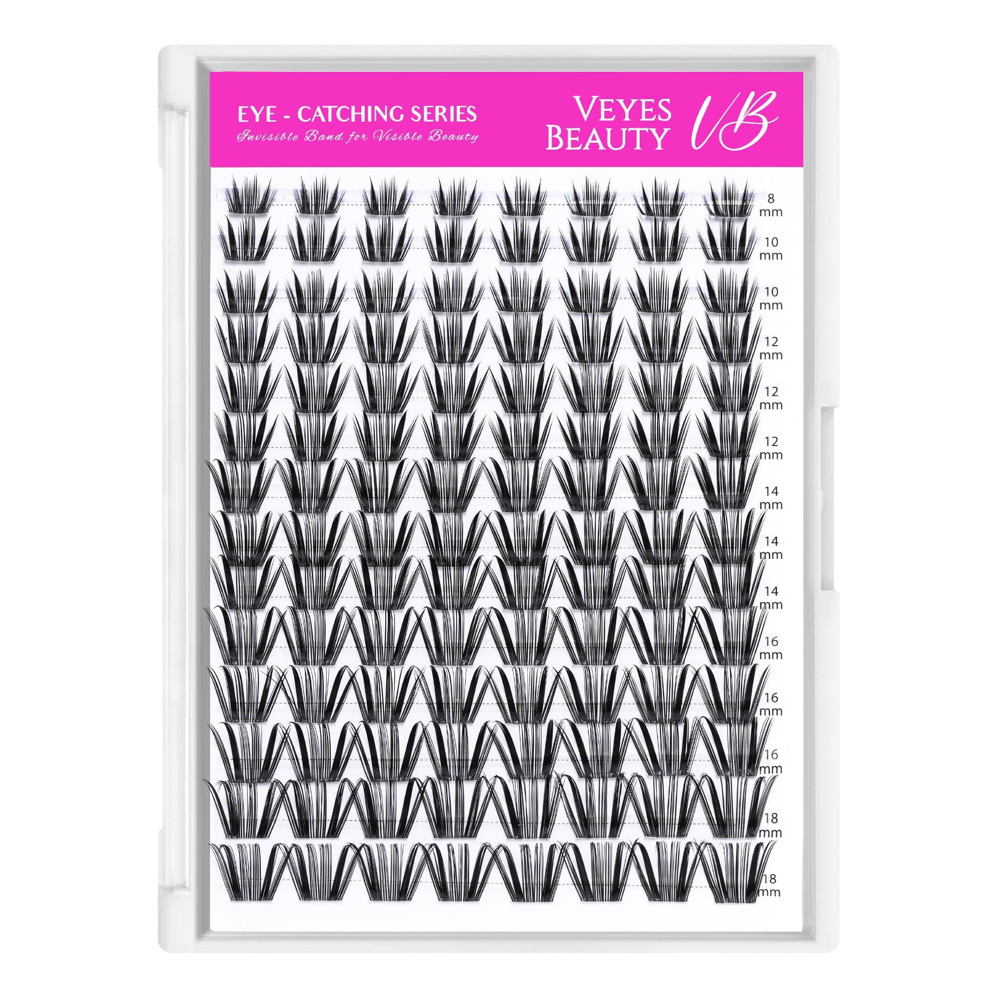 VEYESBEAUTY Crown Lash Clusters 112pcs, Bold Structured Individual Lashes with Invisible Band, False Eyelashes Reusable up to 7 Days Lash Tray
