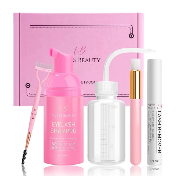 VEYESBEAUTY DIY Cluster Lash Aftecare Kit Lash Transparent Color Shampoo Remover Cleaner Kit