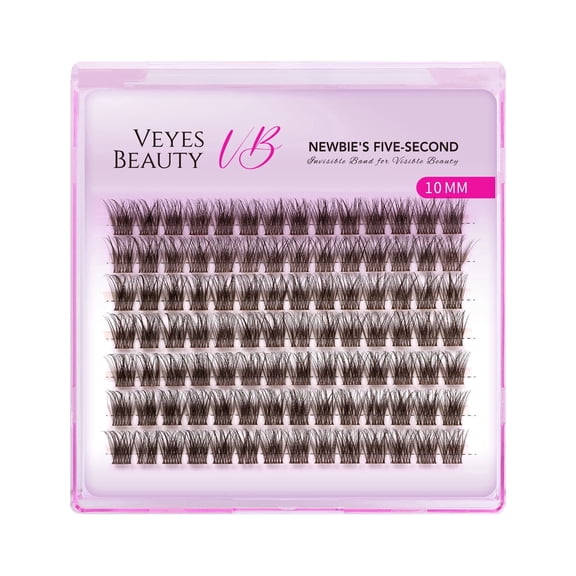 VEYESBEAUTY Dreamy Brown Single Length Lash Clusters – Wispy Layers with Soft Brown Fibers, Lightweight Reusable DIY Eyelash Extensions Natural Look 10MM